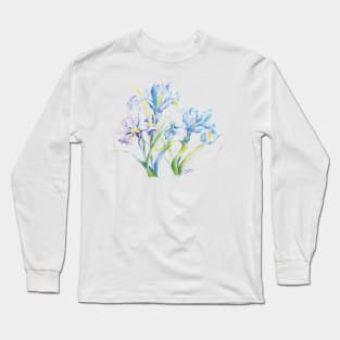 Color pencil of Iris blooms Long Sleeve T-Shirt